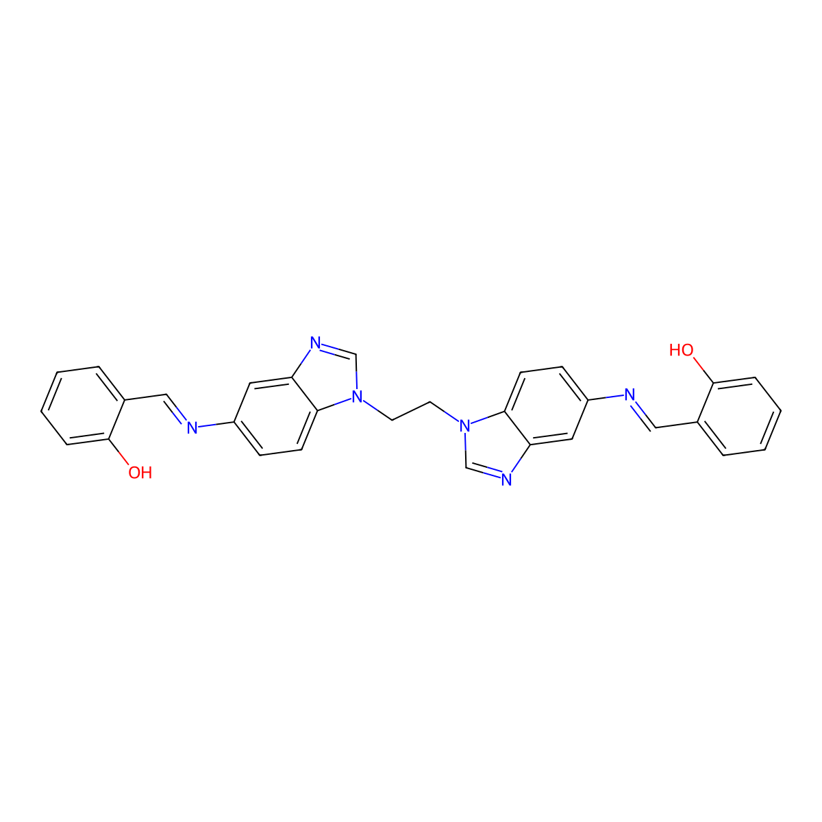 2-[[1-[2-[5-[(2-Hydroxyphenyl)methylideneamino]benzimidazol-1-yl]ethyl]benzimidazol-5-yl]iminomethyl]phenol molecular structure, CAS 5535-28-4