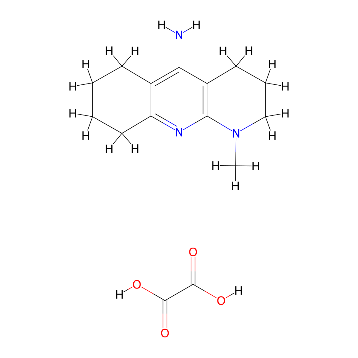 1-methyl-3,4,6,7,8,9-hexahydro-2H-benzo[b][1,8]naphthyridin-5-amine;oxalic acid molecular structure, CAS 5536-38-9