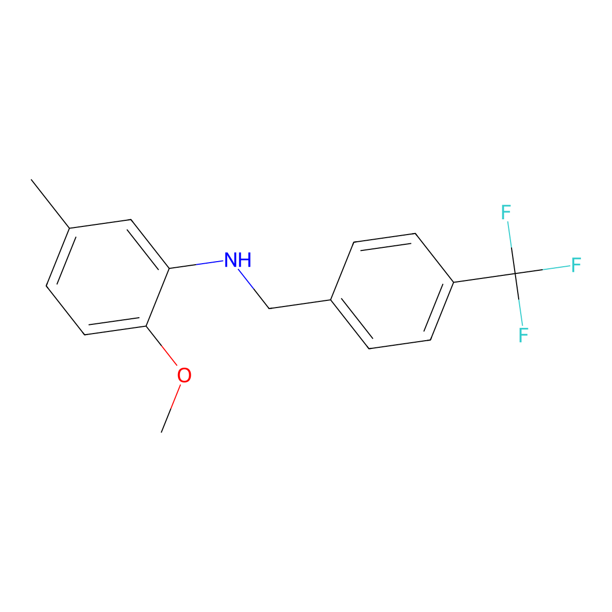 2-methoxy-5-methyl-N-[[4-(trifluoromethyl)phenyl]methyl]aniline molecular structure, CAS 5536-46-9