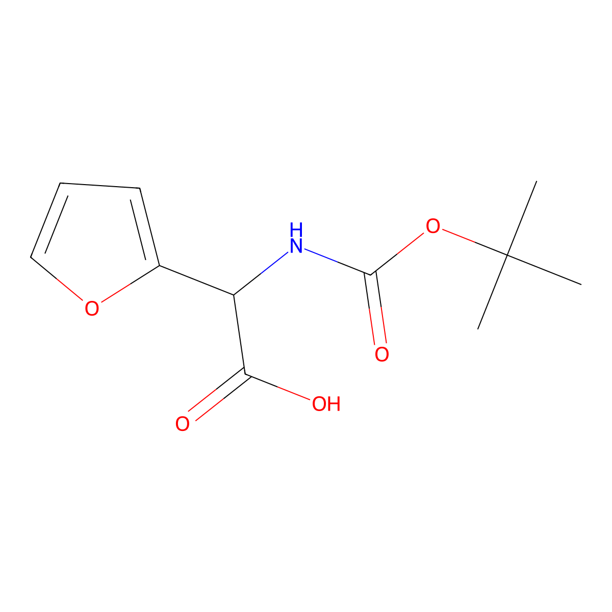 Boc-2-amino-2-furanacetic acid molecular structure, CAS 55362-75-9