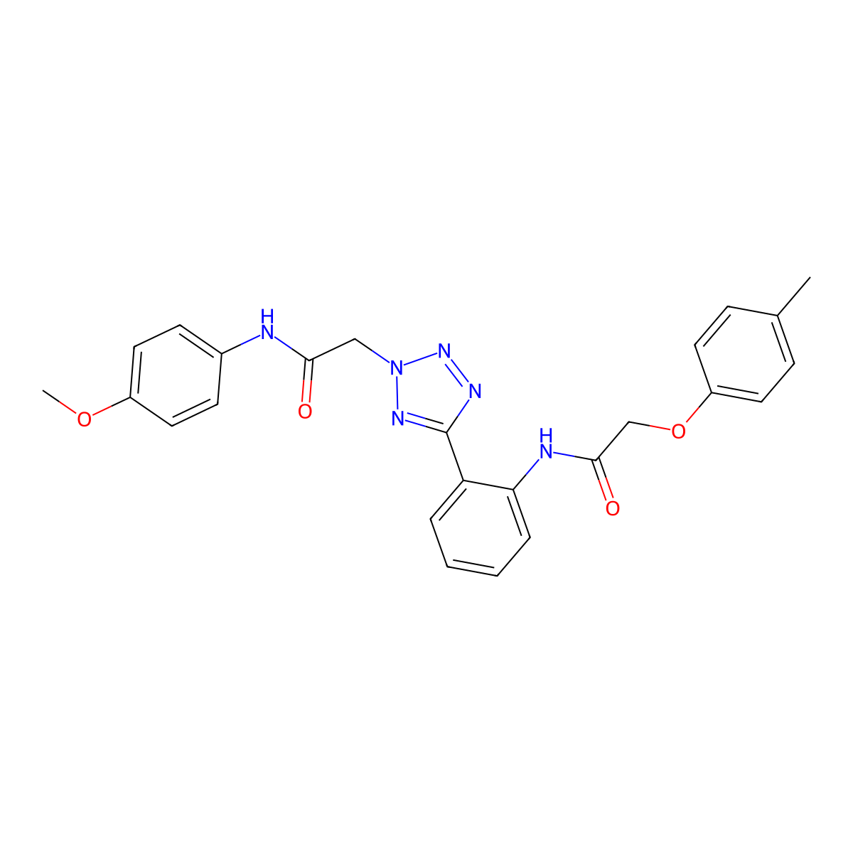 N-(4-Methoxyphenyl)-2-[5-[2-[2-(p-tolyloxy)acetamido]phenyl]-2H-tetrazol-2-yl]acetamide molecular structure, CAS 553623-66-8