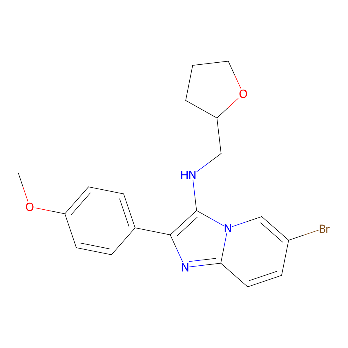 6-Bromo-2-(4-methoxyphenyl)-N-[(oxolan-2-yl)methyl]imidazo[1,2-a]pyridin-3-amine molecular structure, CAS 553627-01-3