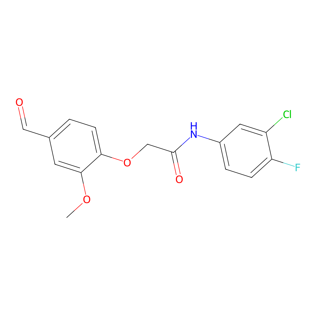 N-(3-chloro-4-fluorophenyl)-2-(4-formyl-2-methoxyphenoxy)acetamide molecular structure, CAS 553628-53-8