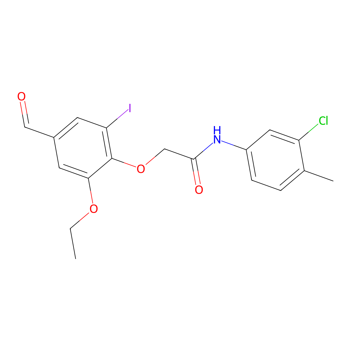 N-(3-chloro-4-methylphenyl)-2-(2-ethoxy-4-formyl-6-iodophenoxy)acetamide molecular structure, CAS 553630-07-2