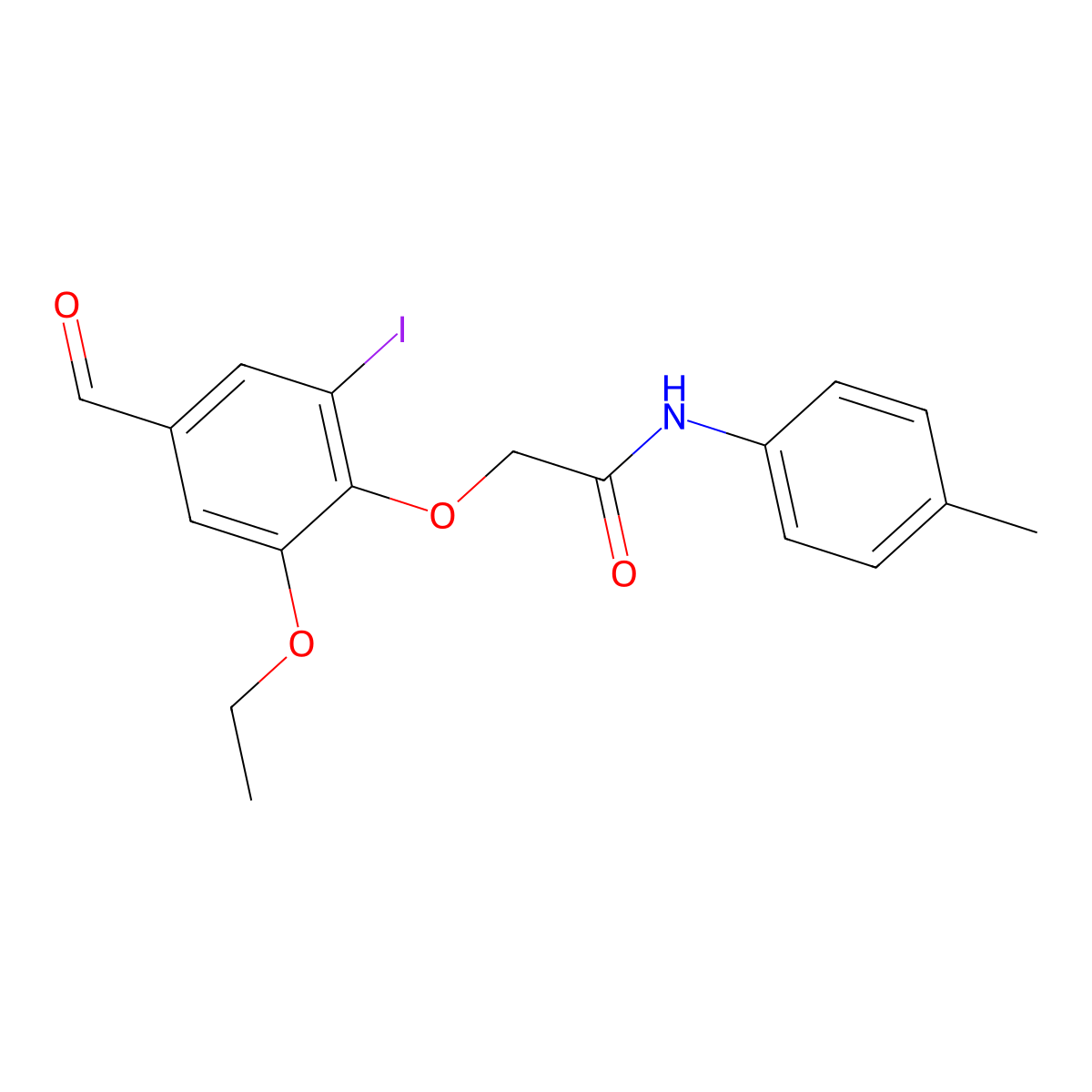 2-(2-ethoxy-4-formyl-6-iodophenoxy)-N-(4-methylphenyl)acetamide molecular structure, CAS 553630-09-4