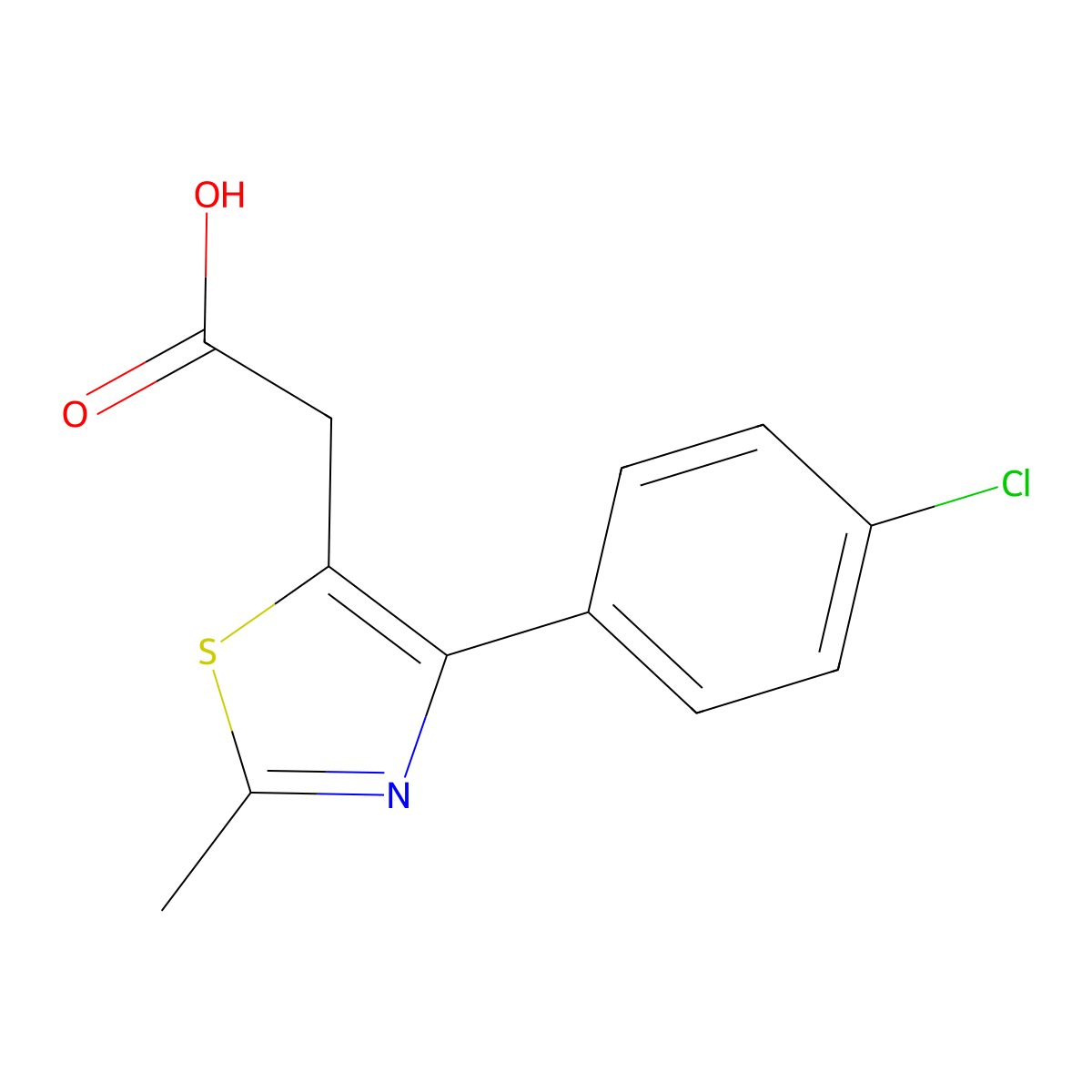[4-(4-Chloro-phenyl)-2-methyl-thiazol-5-yl]-acetic acid molecular structure, CAS 553630-41-4