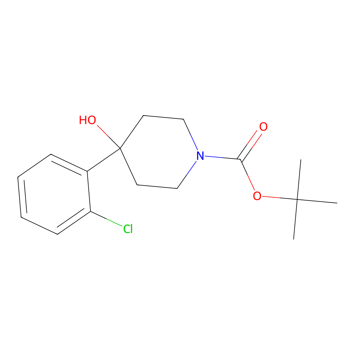 1-Boc-4-(2-chlorophenyl)-4-hydroxypiperidine molecular structure, CAS 553630-94-7