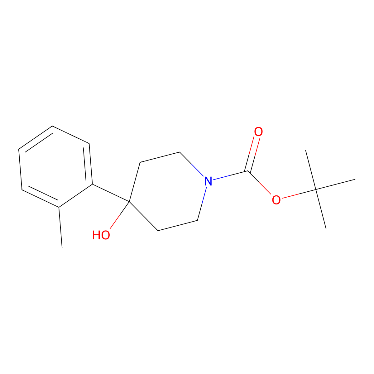 1-Boc-4-(2-methylphenyl)-4-hydroxypiperidine molecular structure, CAS 553630-96-9