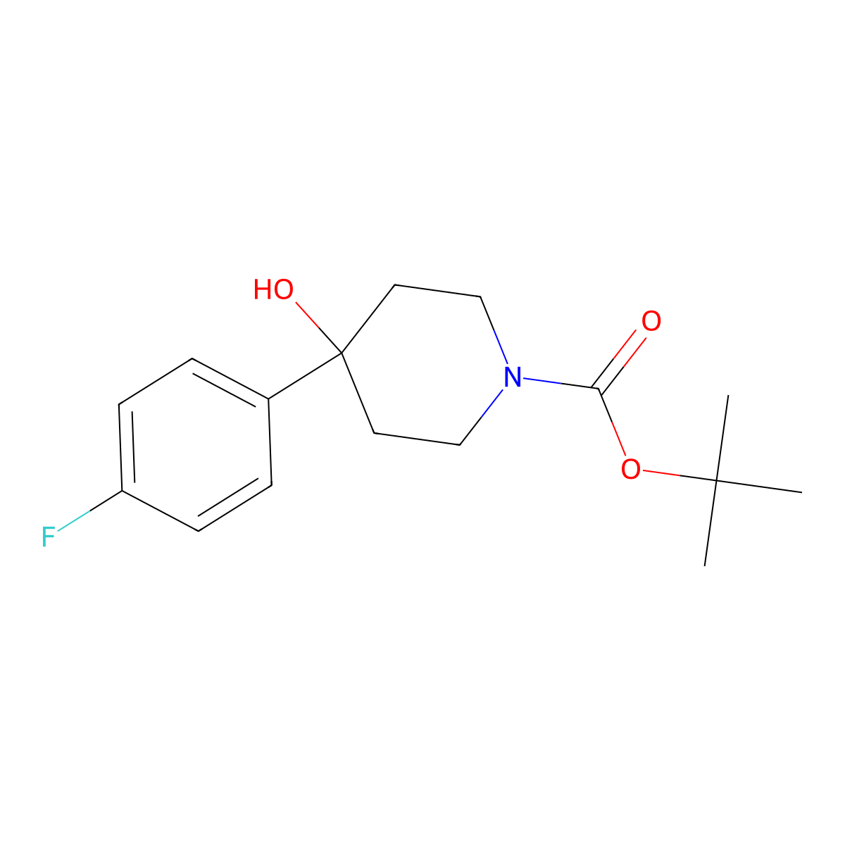 tert-Butyl 4-(4-fluorophenyl)-4-hydroxypiperidine-1-carboxylate molecular structure, CAS 553631-05-3