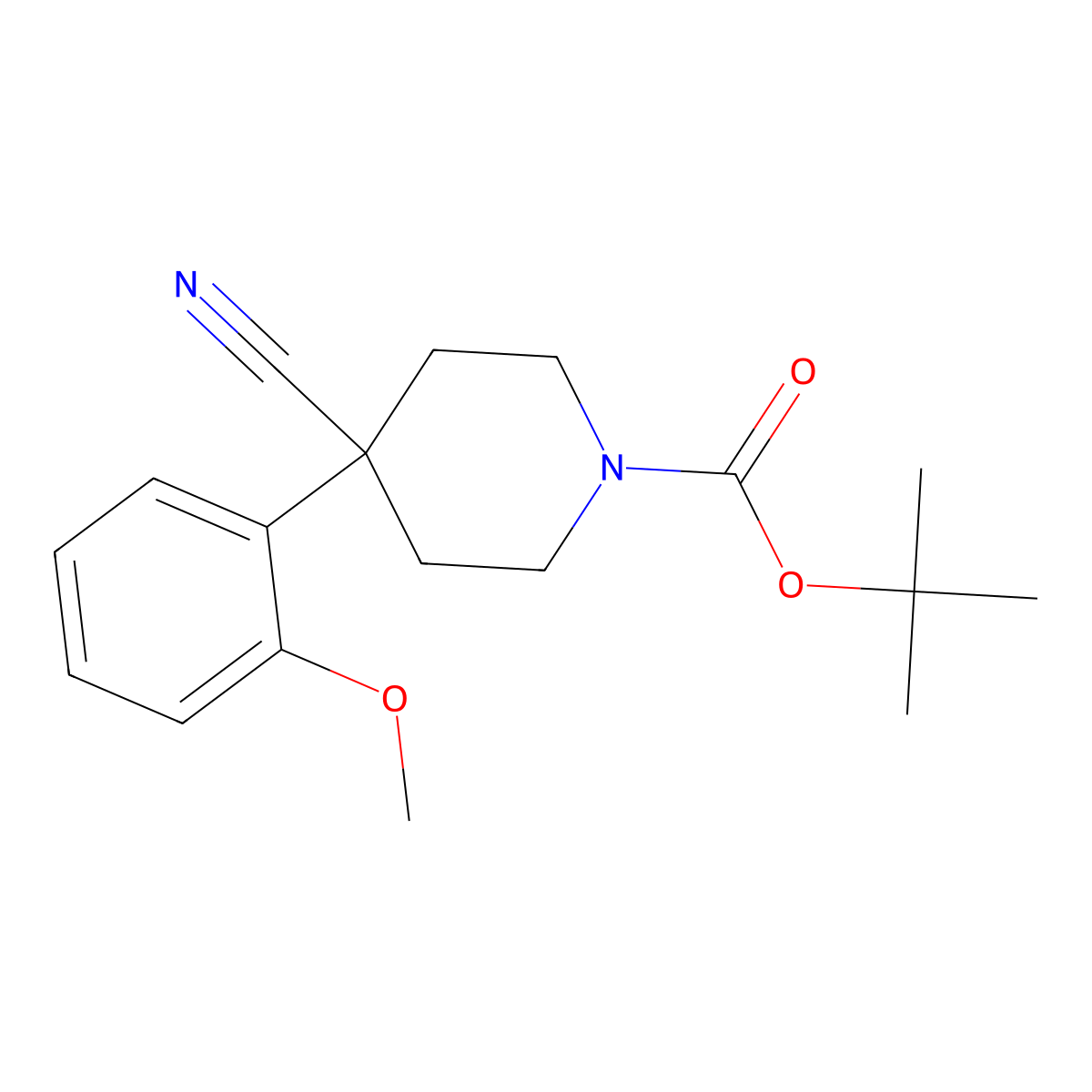 1-N-Boc-4-cyano-4-(2-methoxyphenyl)piperidine molecular structure, CAS 553631-31-5