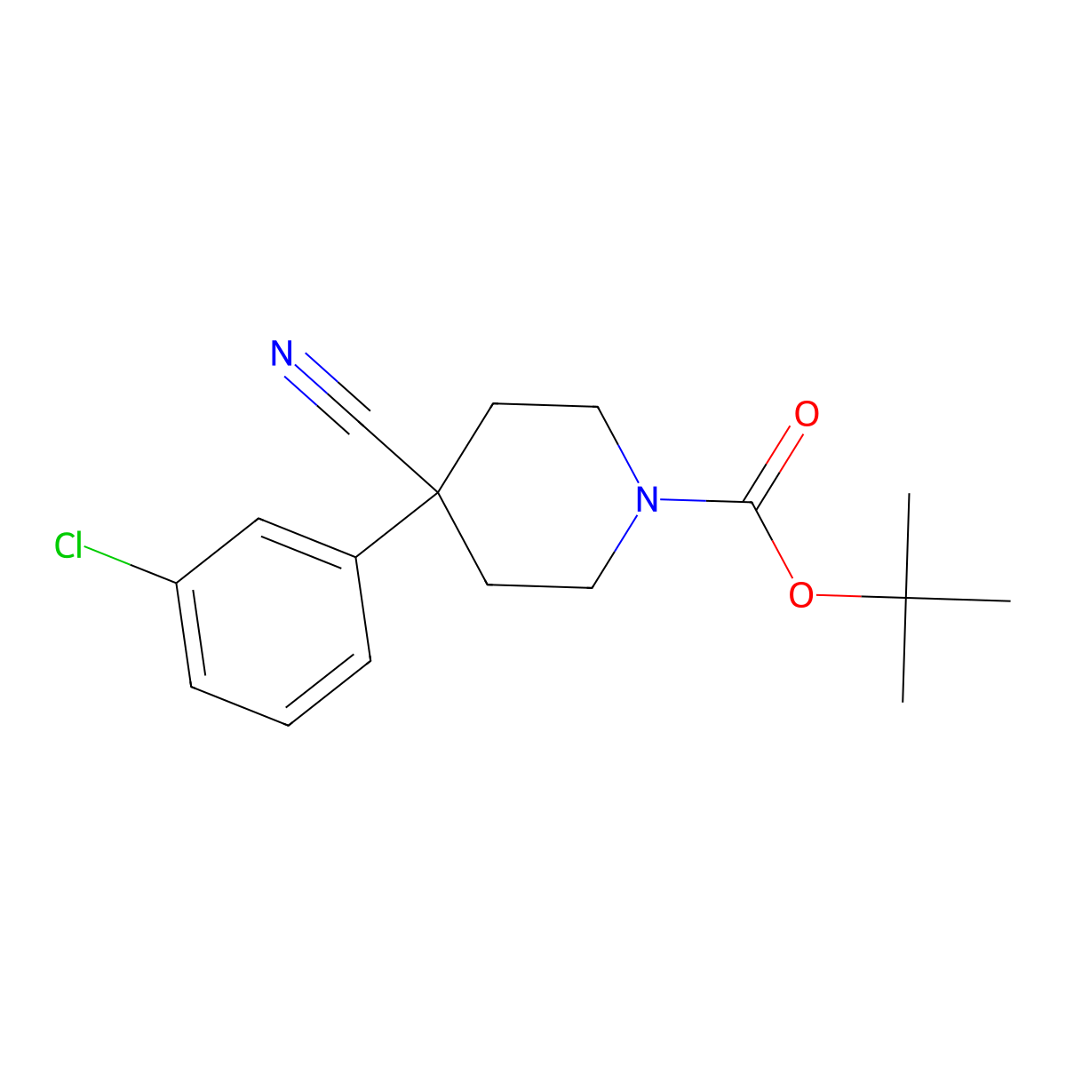 tert-Butyl 4-(3-chlorophenyl)-4-cyanopiperidine-1-carboxylate molecular structure, CAS 553631-33-7