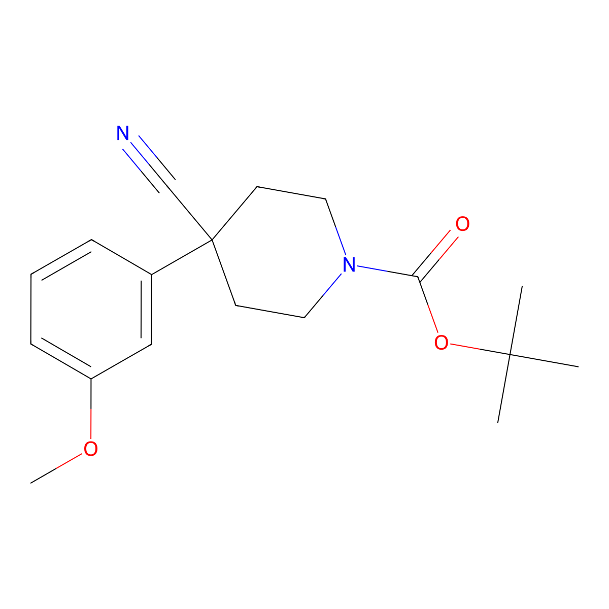 tert-Butyl 4-cyano-4-(3-methoxyphenyl)piperidine-1-carboxylate molecular structure, CAS 553631-35-9