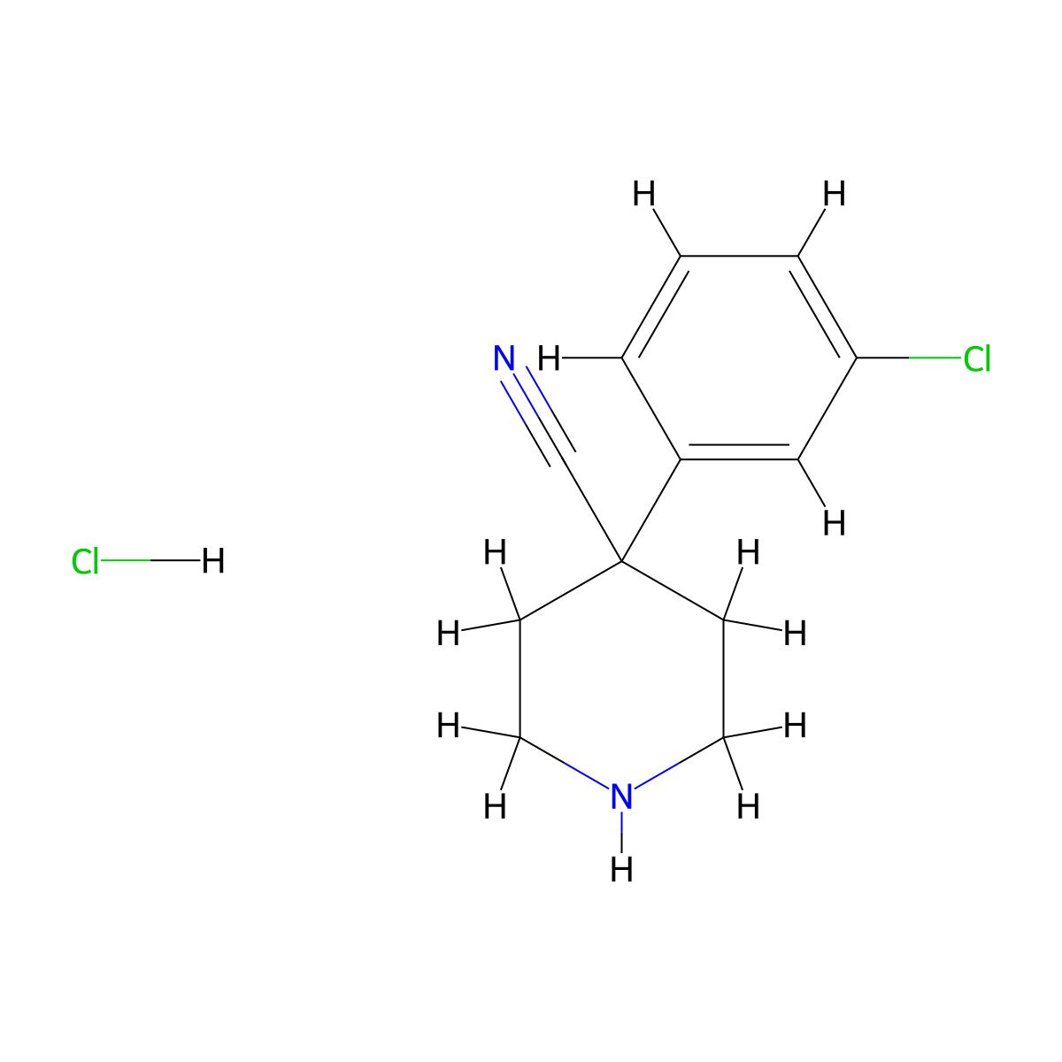 4-(3-Chlorophenyl)piperidine-4-carbonitrile hydrochloride molecular structure, CAS 553631-41-7