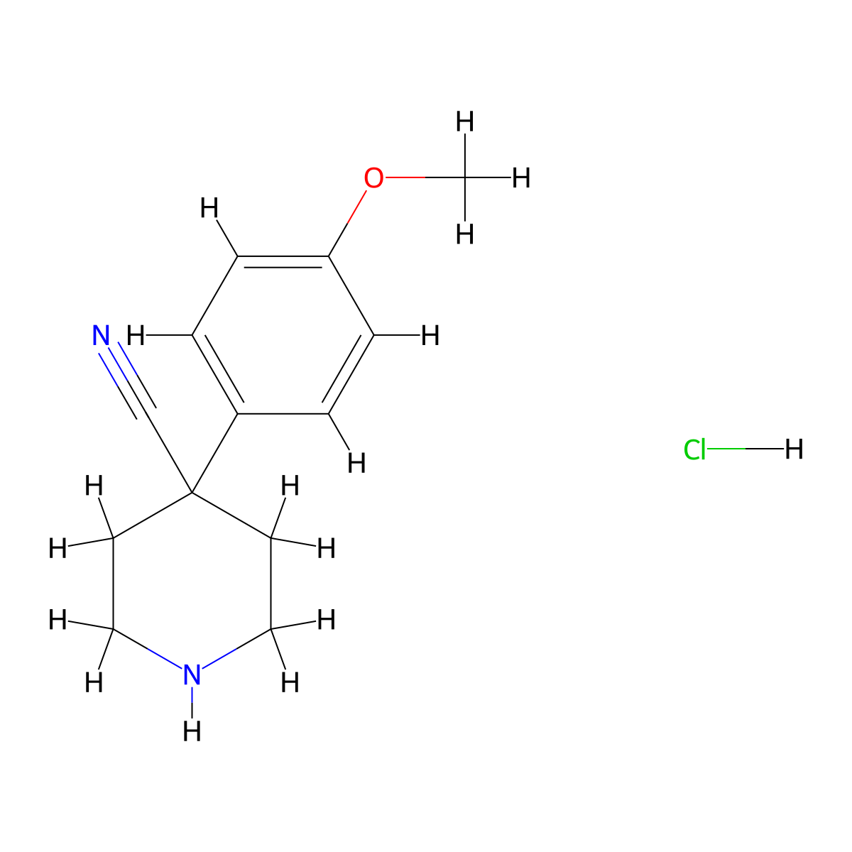 4-(4-Methoxyphenyl)piperidine-4-carbonitrile hydrochloride molecular structure, CAS 553631-45-1