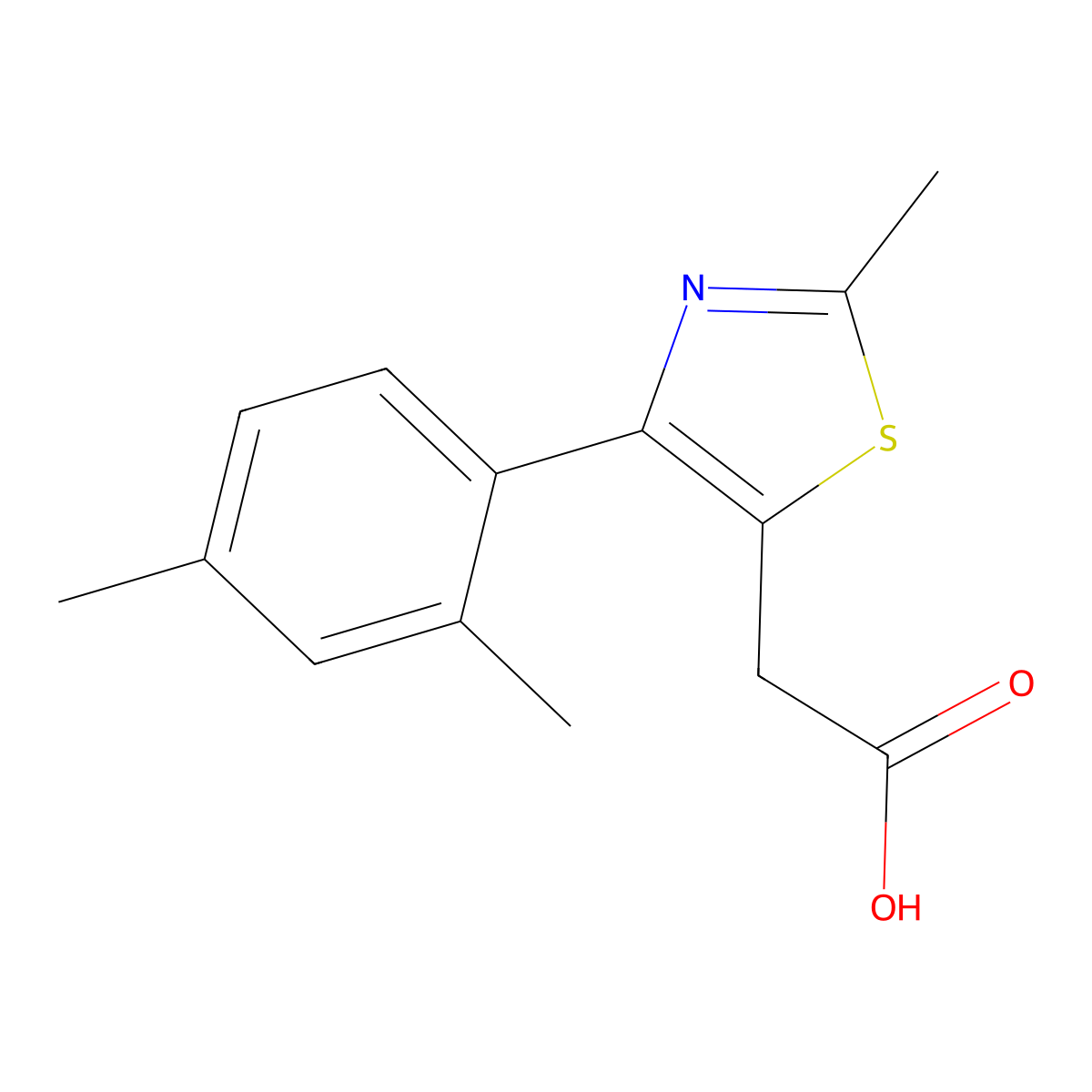 [4-(2,4-Dimethyl-phenyl)-2-methyl-thiazol-5-yl]-acetic acid molecular structure, CAS 553639-01-3