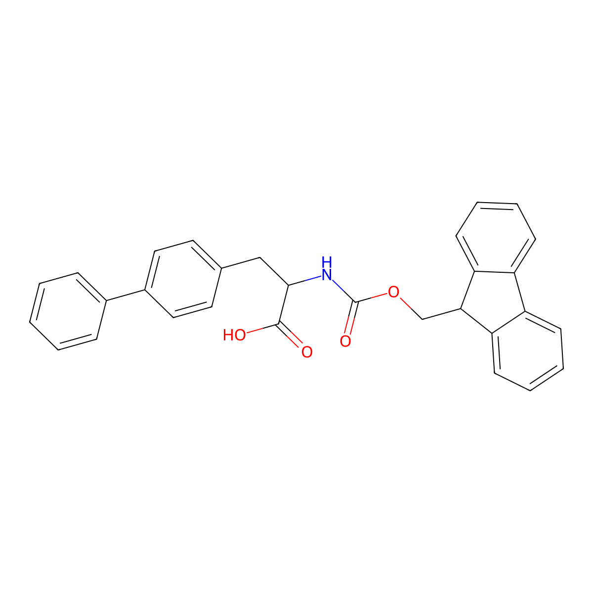 2-((((9H-Fluoren-9-yl)methoxy)carbonyl)amino)-3-([1,1'-biphenyl]-4-yl)propanoic acid molecular structure, CAS 553643-52-0