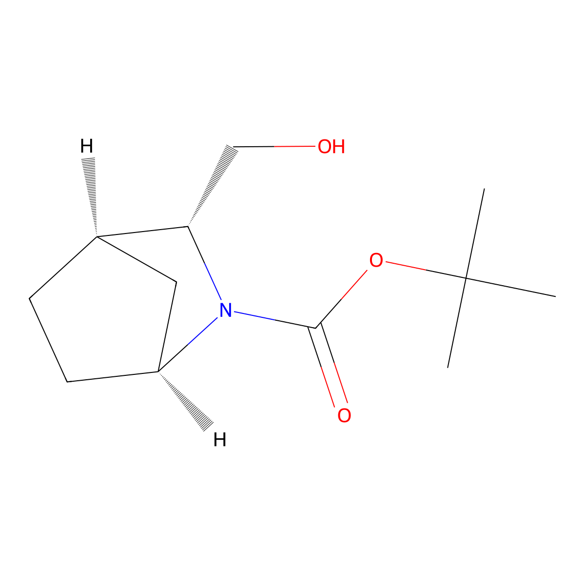1,1-Dimethylethyl (1S,3R,4R)-3-(hydroxymethyl)-2-azabicyclo[2.2.1]heptane-2-carboxylate molecular structure, CAS 553645-75-3