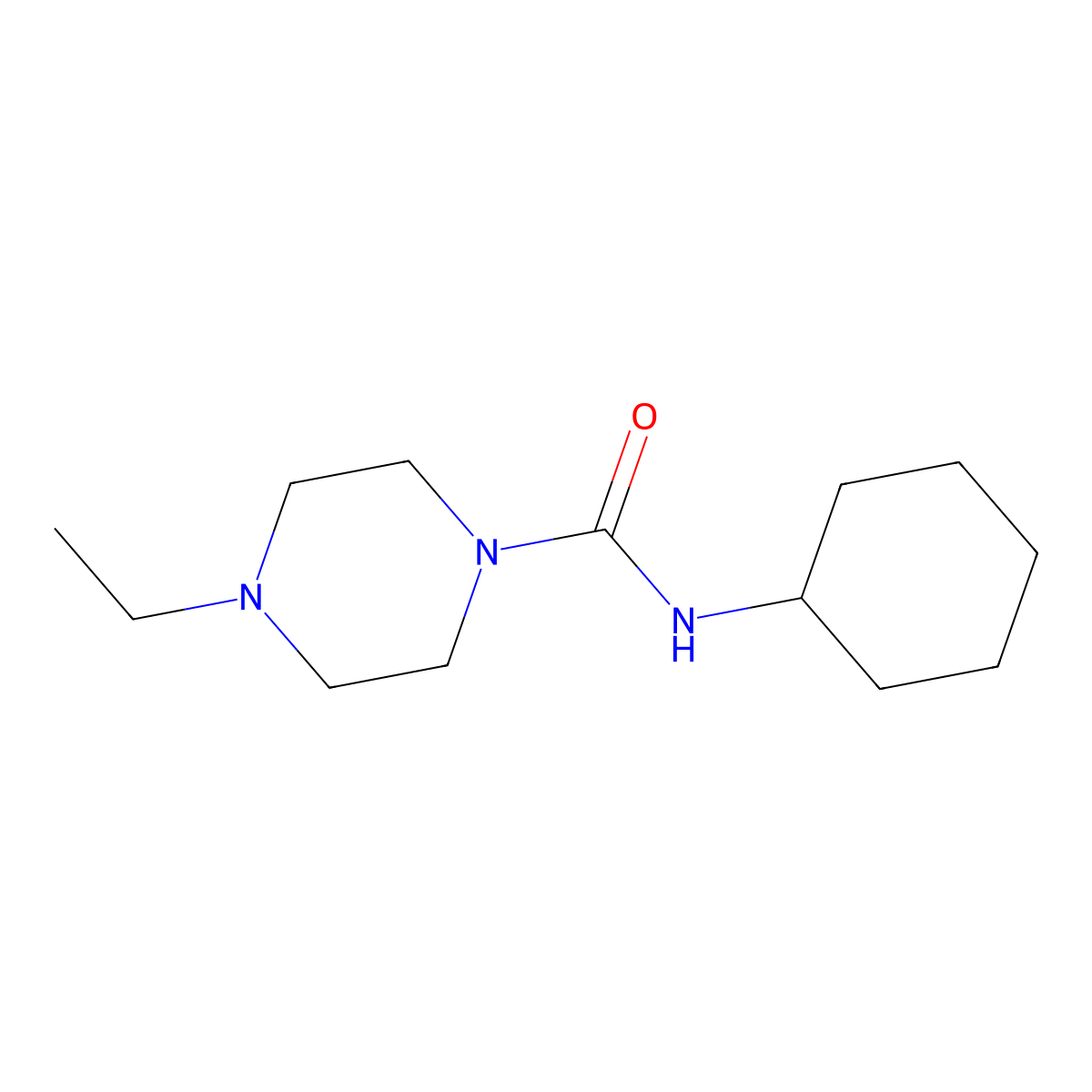 N-cyclohexyl-4-ethylpiperazine-1-carboxamide molecular structure, CAS 553657-03-7