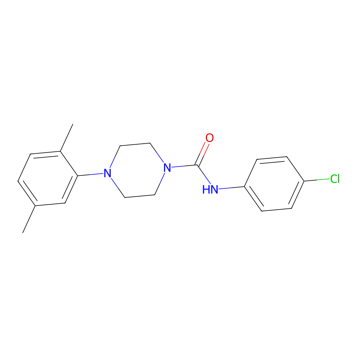 N-(4-chlorophenyl)-4-(2,5-dimethylphenyl)piperazine-1-carboxamide molecular structure, CAS 553657-35-5