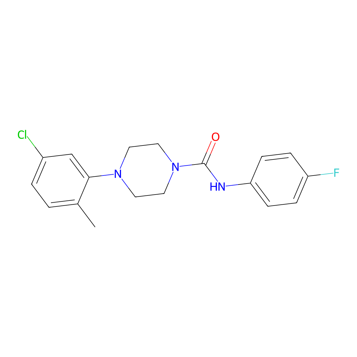 4-(5-chloro-2-methylphenyl)-N-(4-fluorophenyl)piperazine-1-carboxamide molecular structure, CAS 553657-57-1