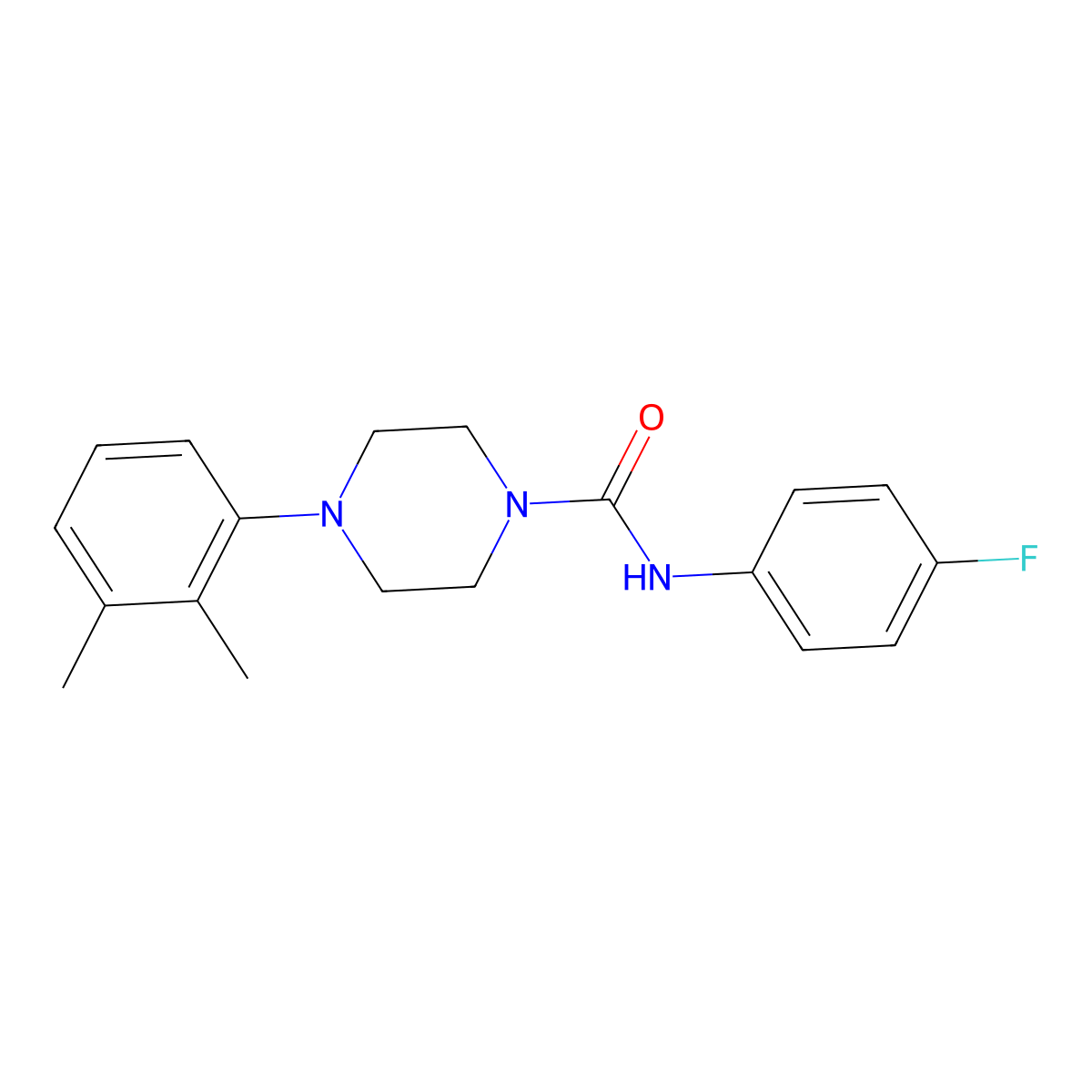 4-(2,3-dimethylphenyl)-N-(4-fluorophenyl)piperazine-1-carboxamide molecular structure, CAS 553657-58-2