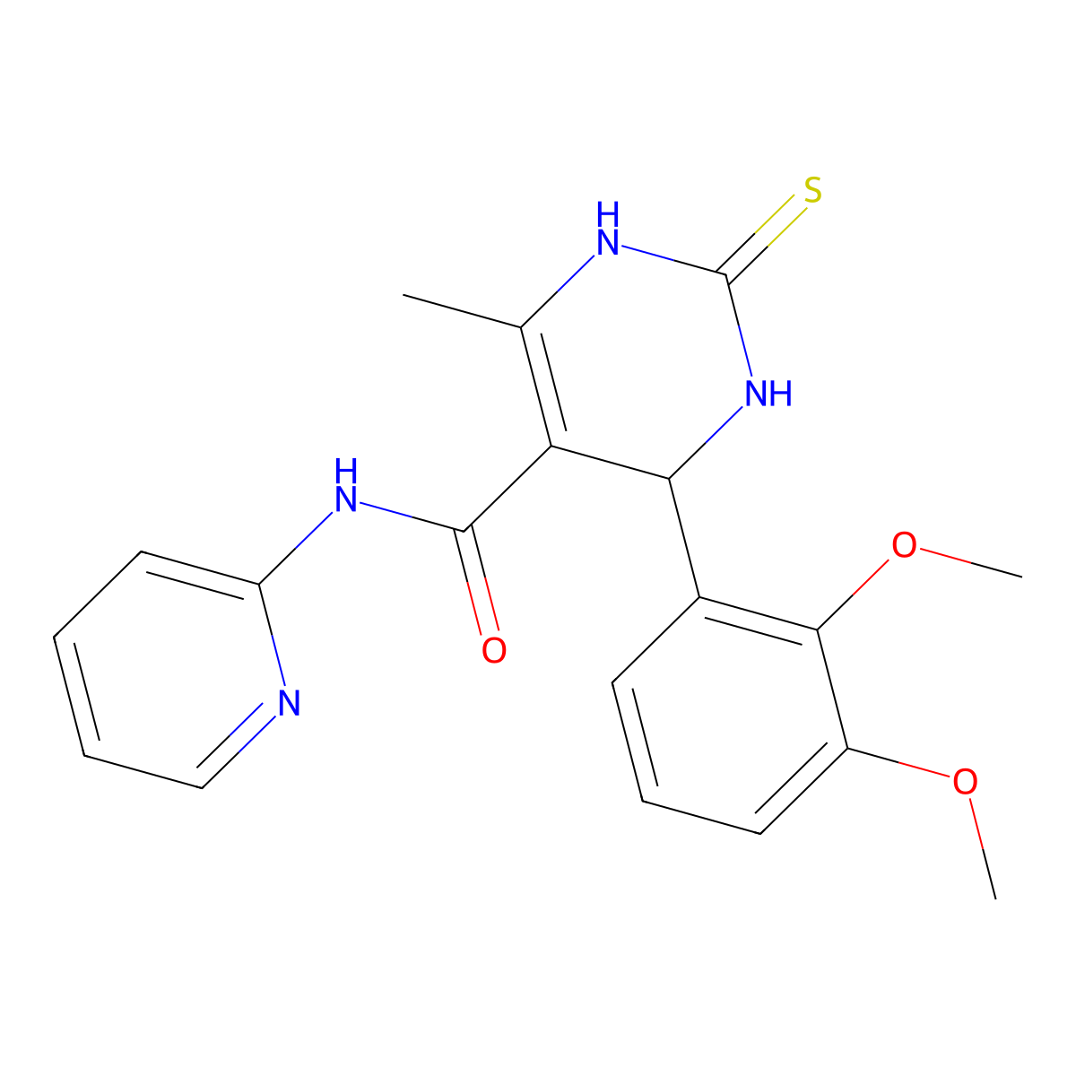 4-(2,3-dimethoxyphenyl)-6-methyl-N-(pyridin-2-yl)-2-thioxo-1,2,3,4-tetrahydropyrimidine-5-carboxamide molecular structure, CAS 553659-22-6