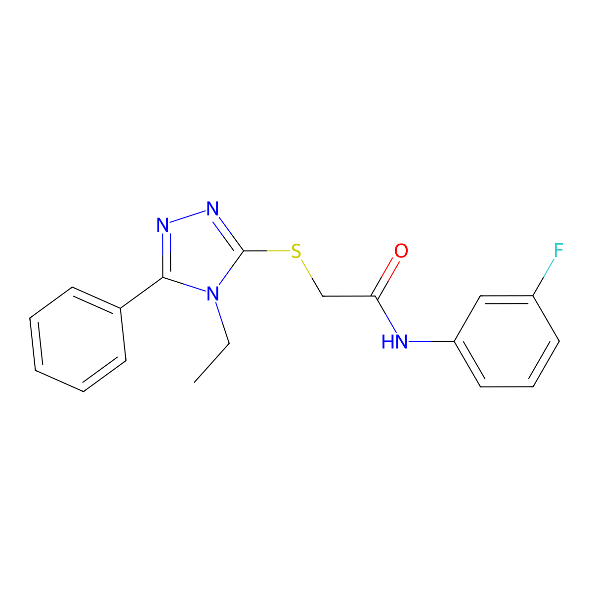 2-[(4-ethyl-5-phenyl-1,2,4-triazol-3-yl)sulfanyl]-N-(3-fluorophenyl)acetamide molecular structure, CAS 553661-69-1