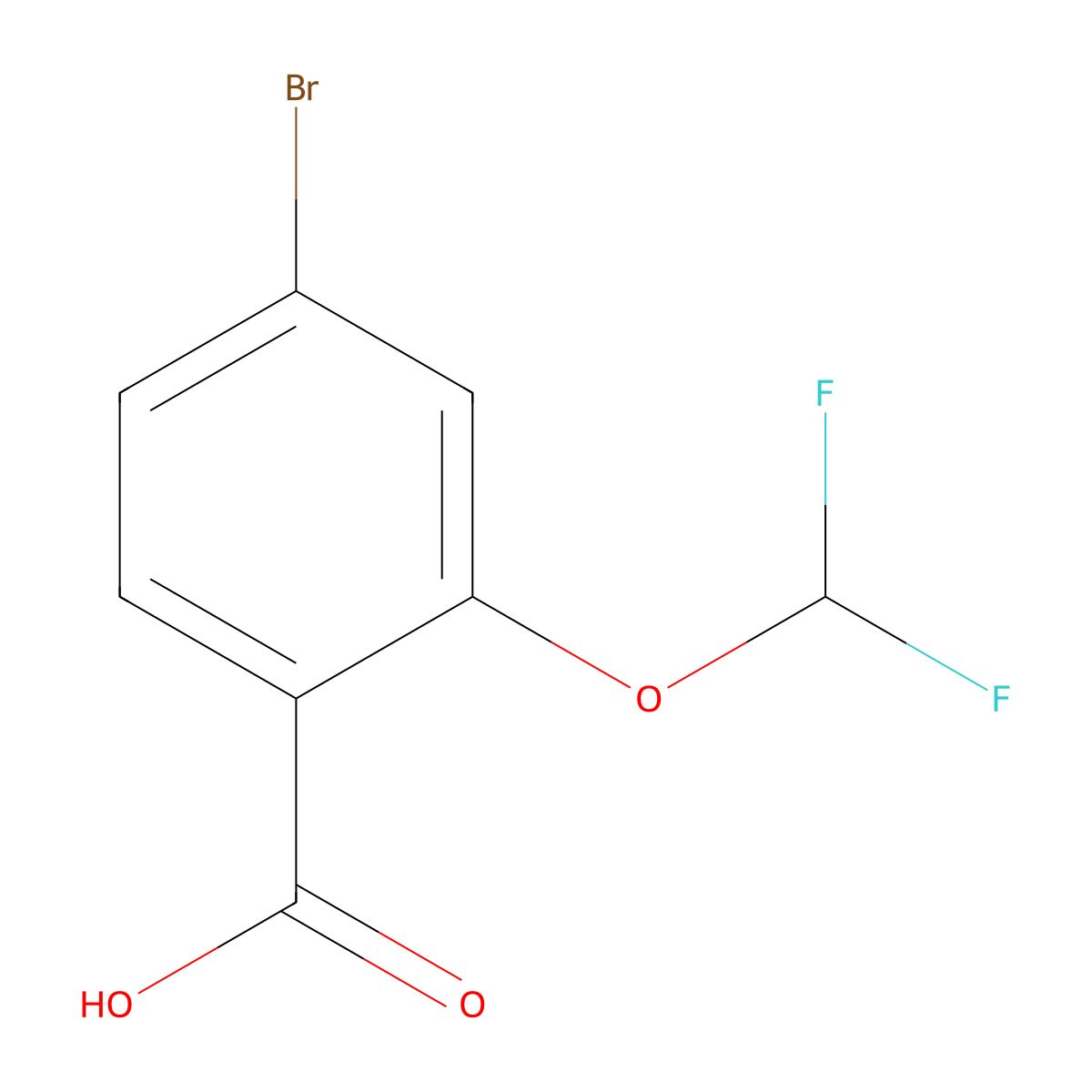 4-Bromo-2-(difluoromethoxy)benzoic acid molecular structure, CAS 553672-25-6