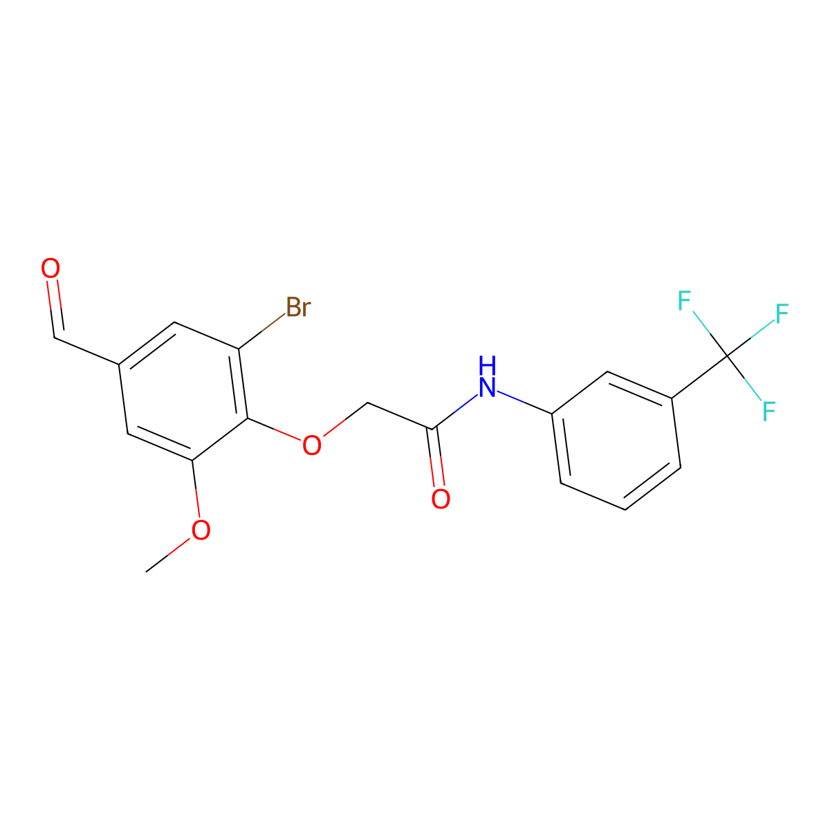 2-(2-bromo-4-formyl-6-methoxyphenoxy)-N-[3-(trifluoromethyl)phenyl]acetamide molecular structure, CAS 553674-30-9