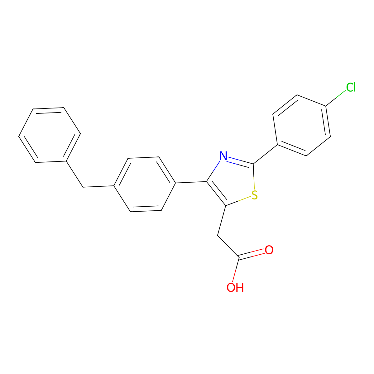 [4-(4-Benzylphenyl)-2-(4-chlorophenyl)-1,3-thiazol-5-yl]acetic acid molecular structure, CAS 553675-34-6