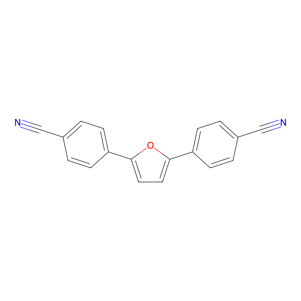 2,5-Bis(4-cyanophenyl)furan molecular structure, CAS 55368-37-1