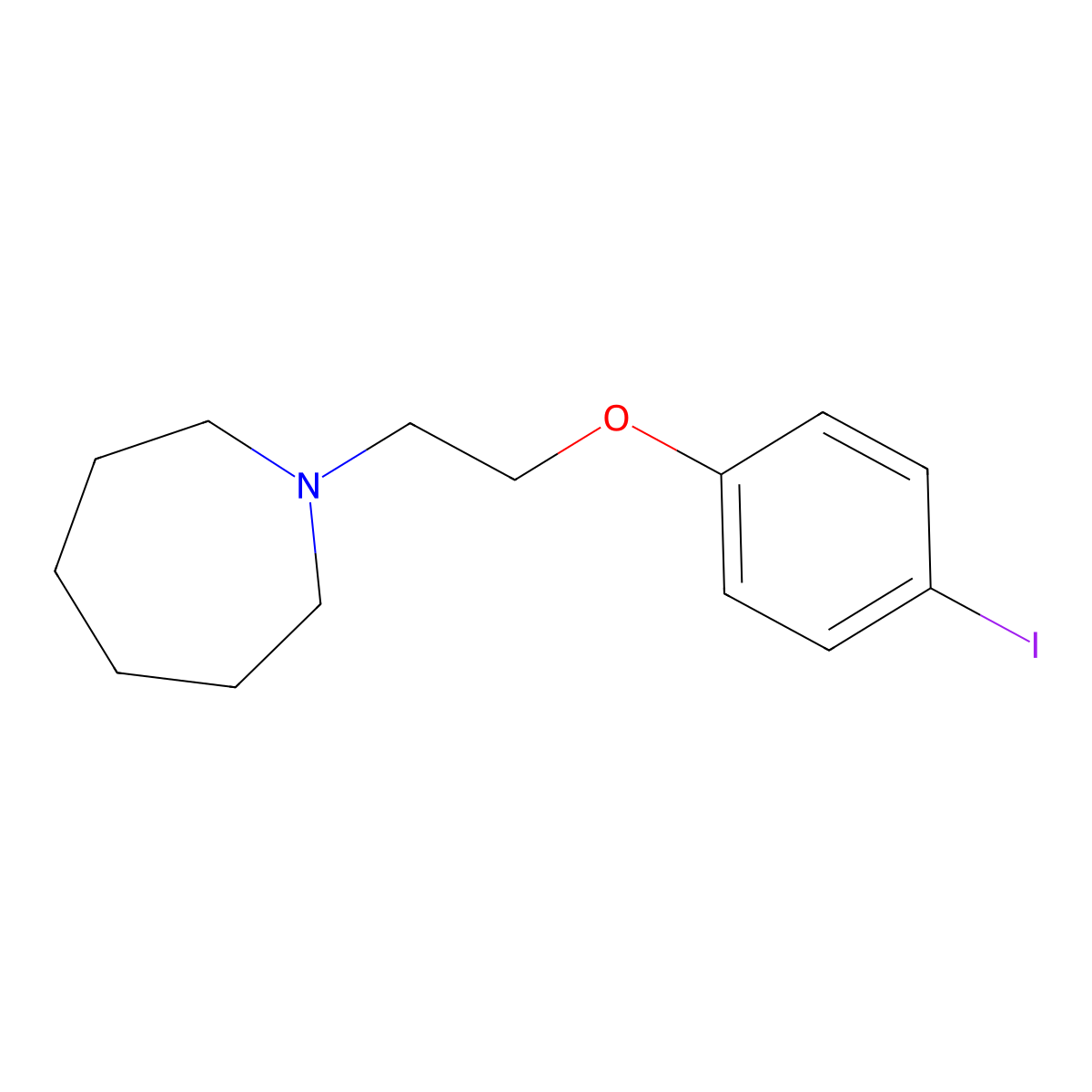 1H-Azepine, hexahydro-1-[2-(4-iodophenoxy)ethyl]- molecular structure, CAS 553681-55-3
