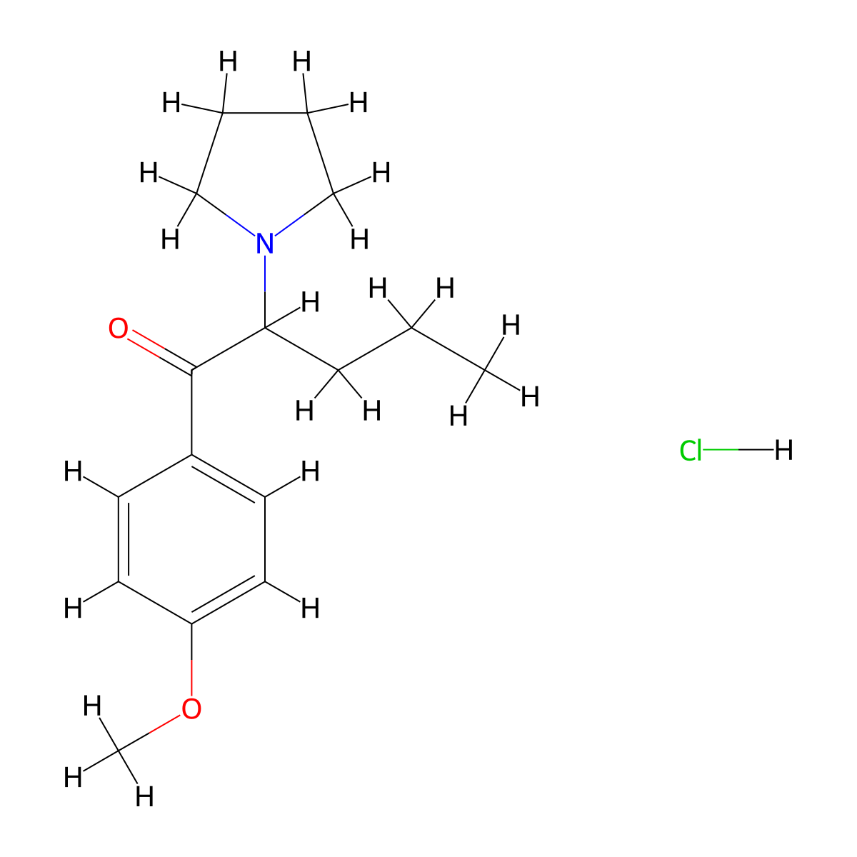 4'-Methoxy-alpha-pyrrolidinopentiophenone hydrochloride molecular structure, CAS 5537-19-9
