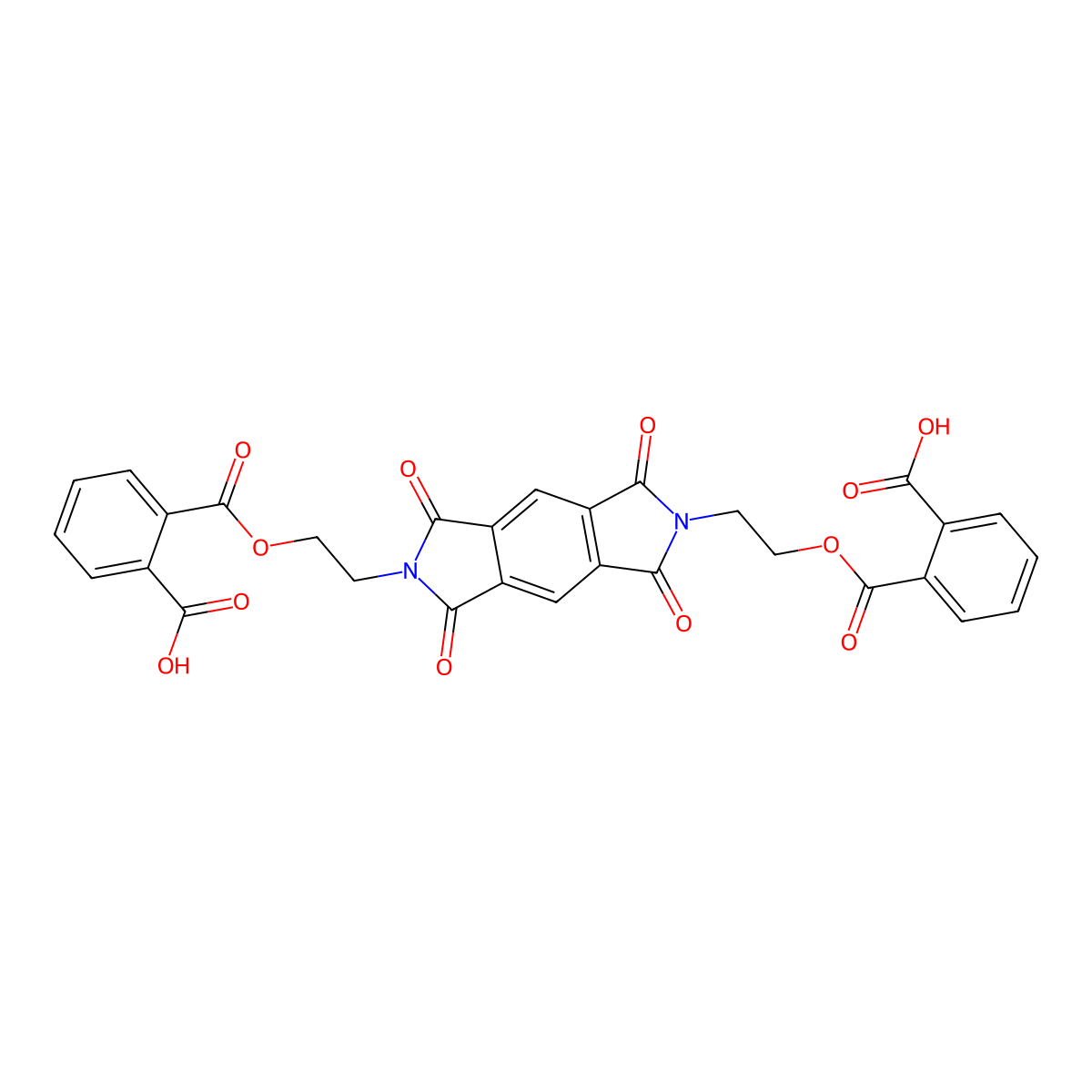 2-[2-[2-[2-(2-Carboxybenzoyl)oxyethyl]-1,3,5,7-tetraoxopyrrolo[3,4-f]isoindol-6-yl]ethoxycarbonyl]benzoic acid molecular structure, CAS 5537-42-8
