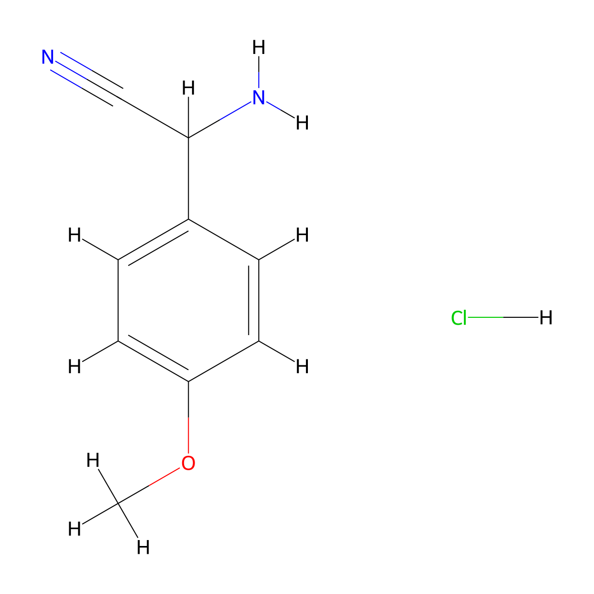 2-Amino-2-(4-methoxyphenyl)acetonitrile hydrochloride molecular structure, CAS 5537-50-8