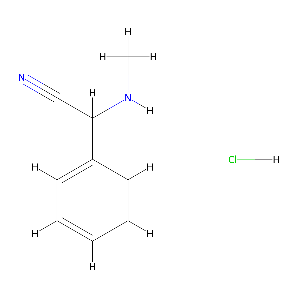 2-(Methylamino)-2-phenylacetonitrile hydrochloride molecular structure, CAS 5537-52-0