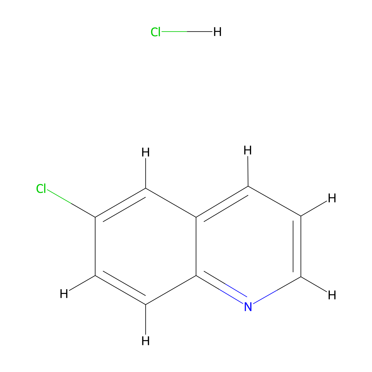 6-Chloroquinoline hydrochloride molecular structure, CAS 55377-25-8