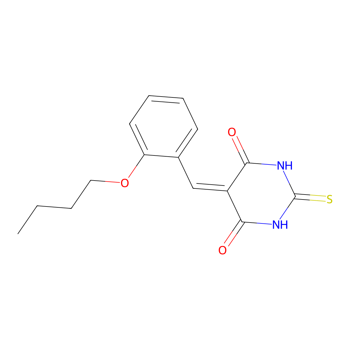 5-[(2-Butoxyphenyl)methylidene]-2-sulfanylidene-1,3-diazinane-4,6-dione molecular structure, CAS 5538-22-7