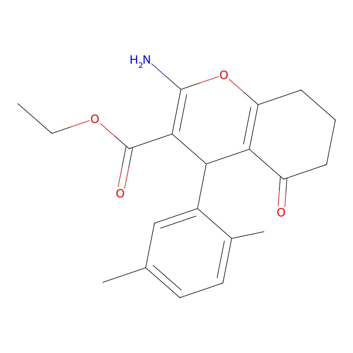 Ethyl 2-amino-4-(2,5-dimethylphenyl)-5-oxo-4,6,7,8-tetrahydrochromene-3-carboxylate molecular structure, CAS 5538-46-5
