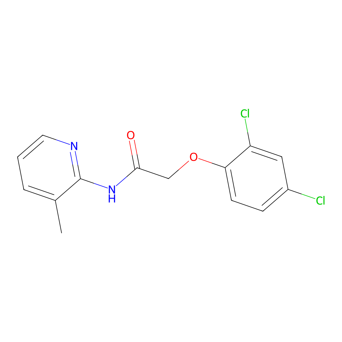 2-(2,4-dichlorophenoxy)-N-(3-methylpyridin-2-yl)acetamide molecular structure, CAS 5538-97-6