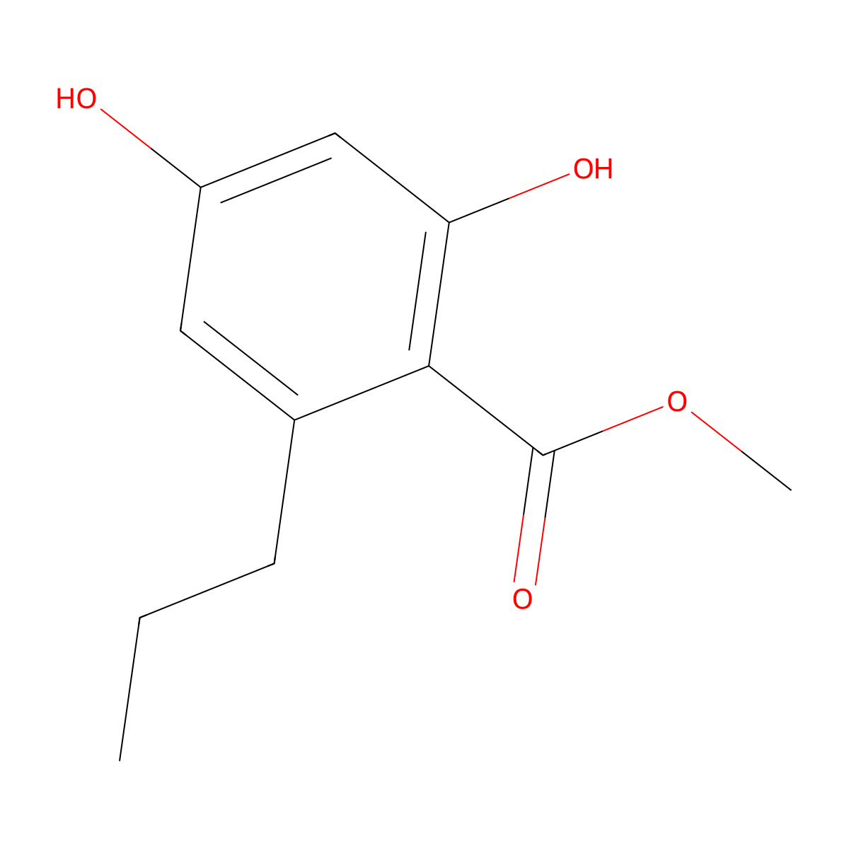 Methyl 2,4-dihydroxy-6-propylbenzoate molecular structure, CAS 55382-52-0