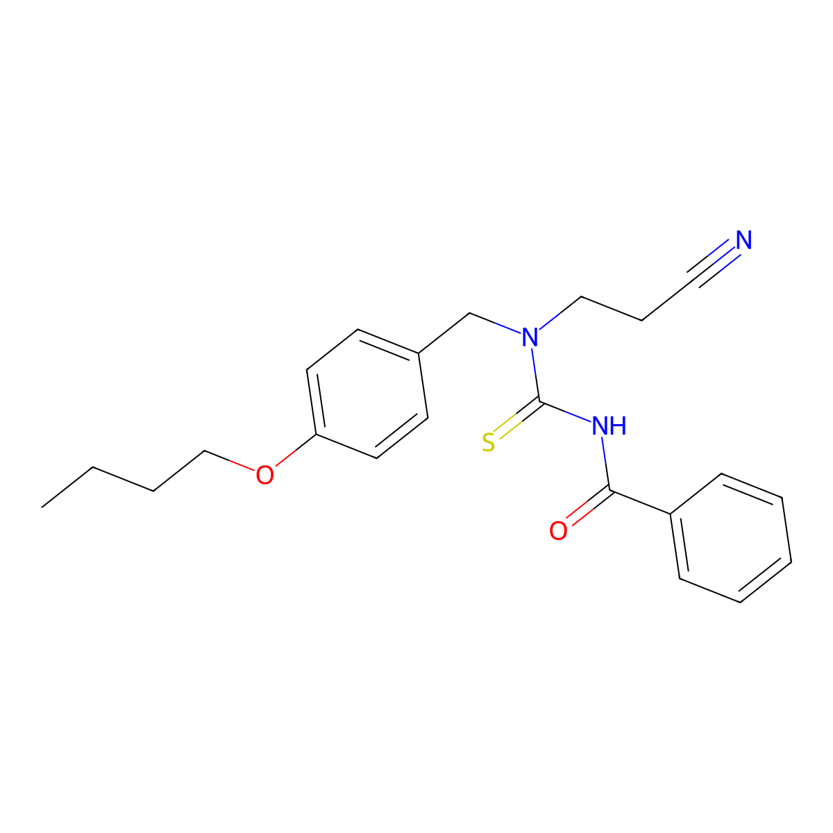 N-[(4-butoxyphenyl)methyl-(2-cyanoethyl)carbamothioyl]benzamide molecular structure, CAS 55383-85-2
