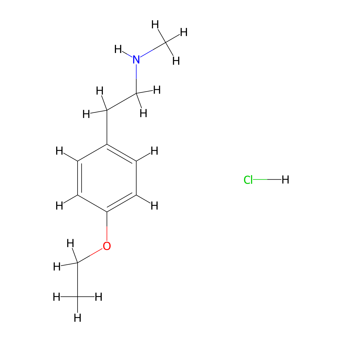 2-(4-ethoxyphenyl)-N-methylethanamine hydrochloride molecular structure, CAS 55384-24-2
