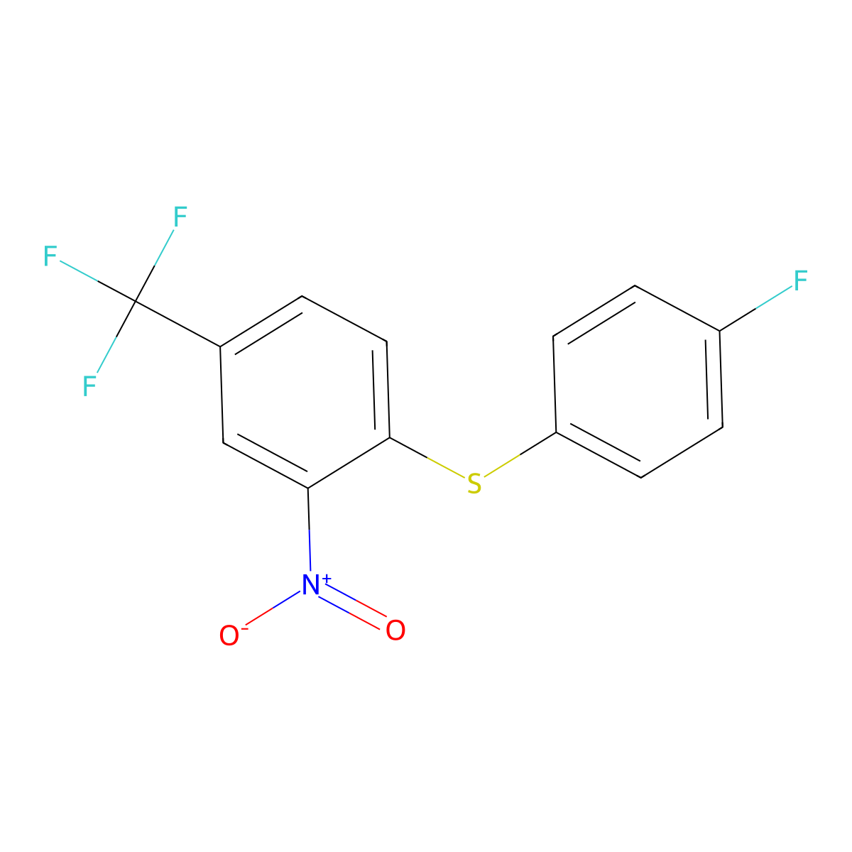4-Fluorophenyl 2-nitro-4-(trifluoromethyl)phenyl sulfide molecular structure, CAS 55389-08-7