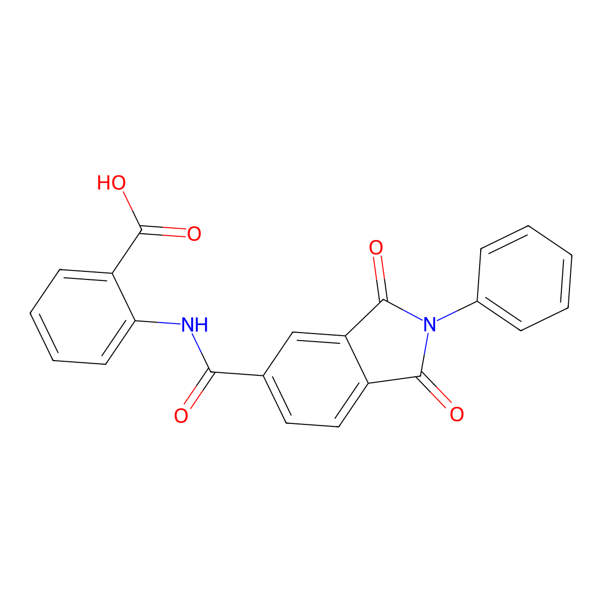 2-{[(1,3-dioxo-2-phenyl-2,3-dihydro-1H-isoindol-5-yl)carbonyl]amino}benzoic acid molecular structure, CAS 5539-70-8