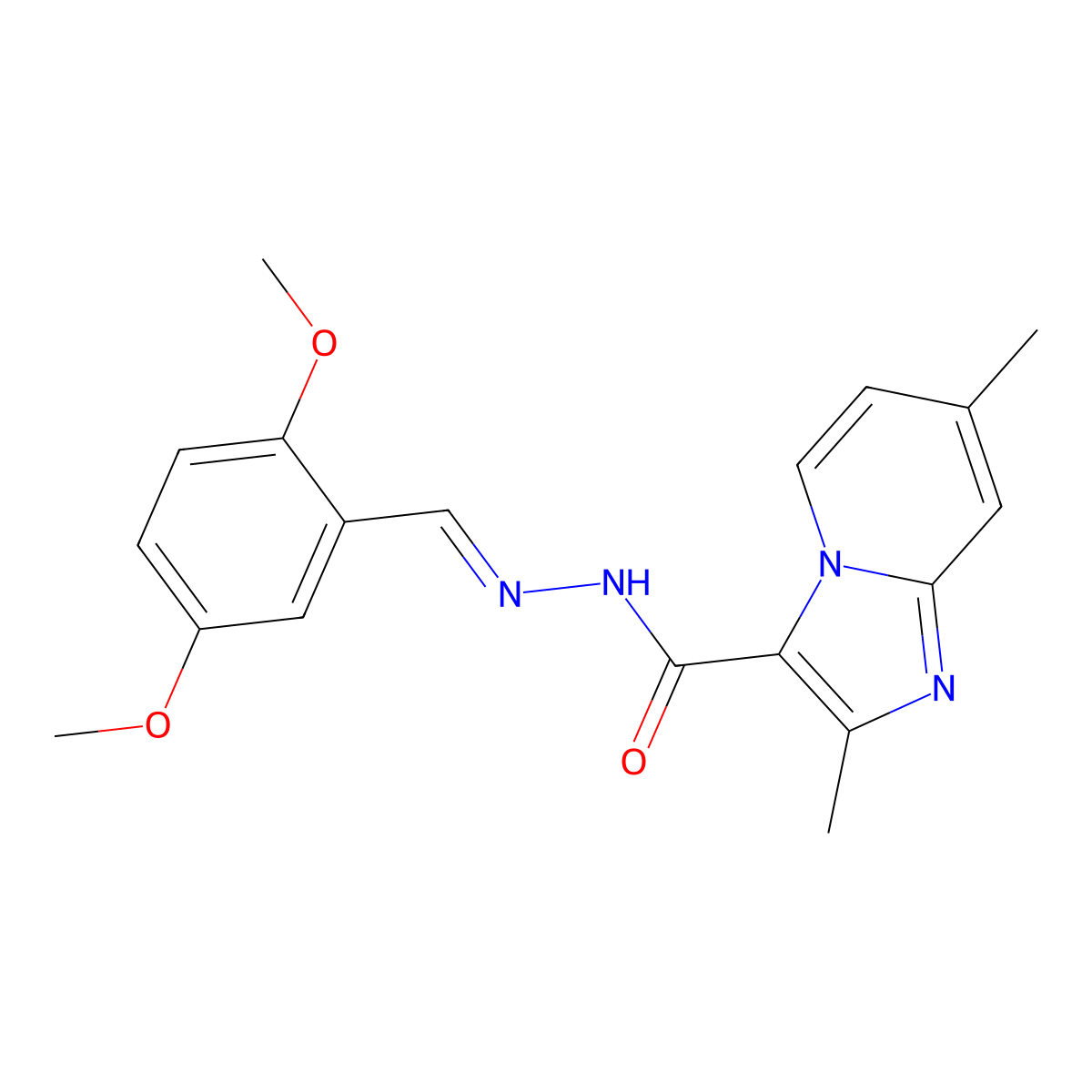 N'-[(2,5-Dimethoxyphenyl)methylidene]-2,7-dimethylimidazo[1,2-a]pyridine-3-carbohydrazide molecular structure, CAS 5539-81-1