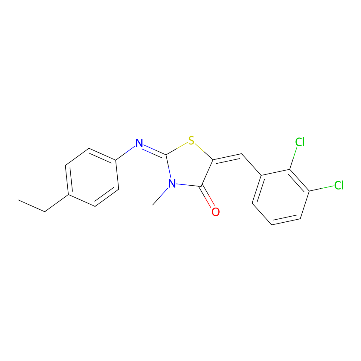 5-[(2,3-Dichlorophenyl)methylidene]-2-(4-ethylphenyl)imino-3-methyl-1,3-thiazolidin-4-one molecular structure, CAS 5539-86-6