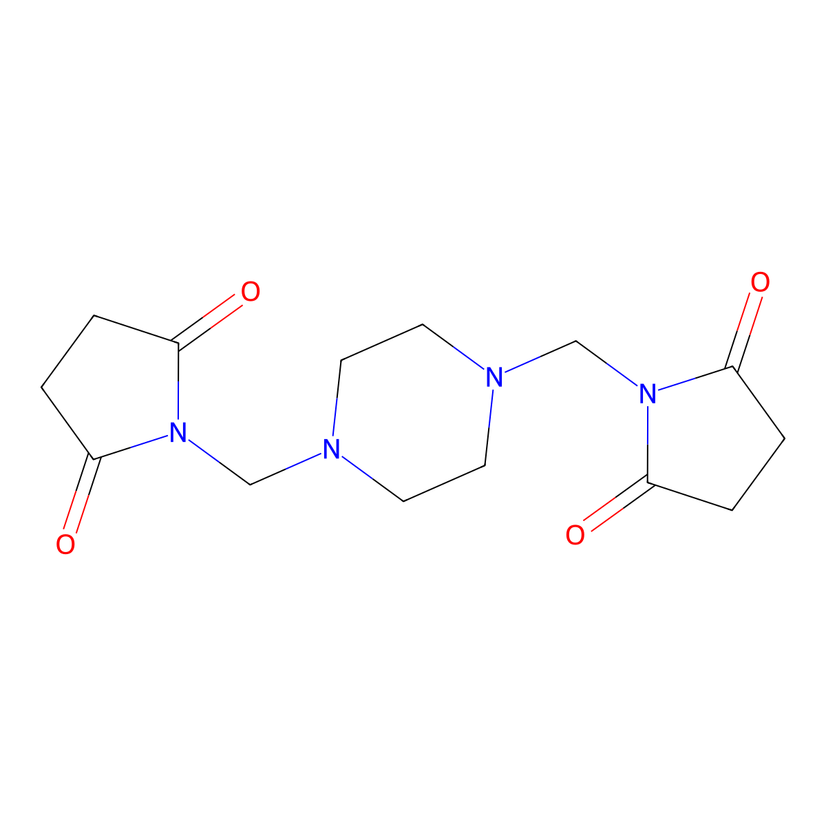 1-({4-[(2,5-Dioxoazolidinyl)methyl]piperazinyl}methyl)azolidine-2,5-dione molecular structure, CAS 55396-18-4