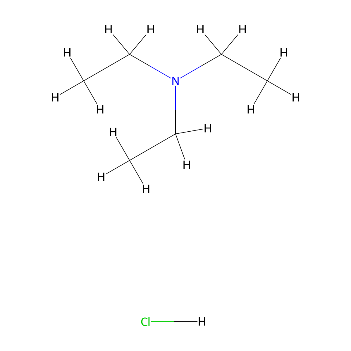 Triethylamine hydrochloride molecular structure, CAS 554-68-7