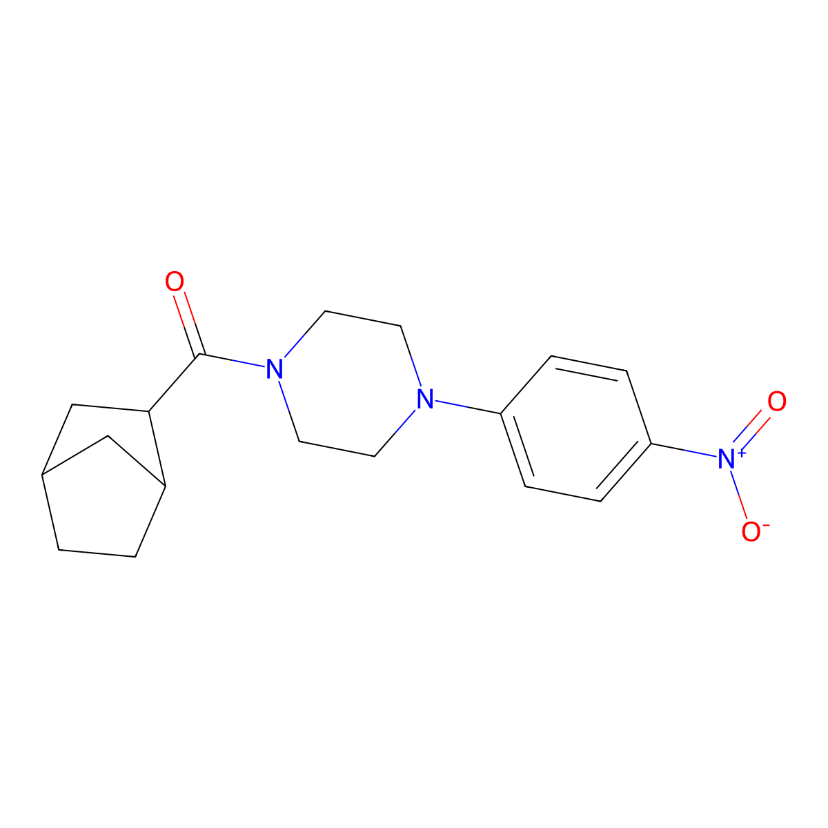 Bicyclo[2.2.1]hept-2-yl[4-(4-nitrophenyl)piperazin-1-yl]methanone molecular structure, CAS 5540-69-2